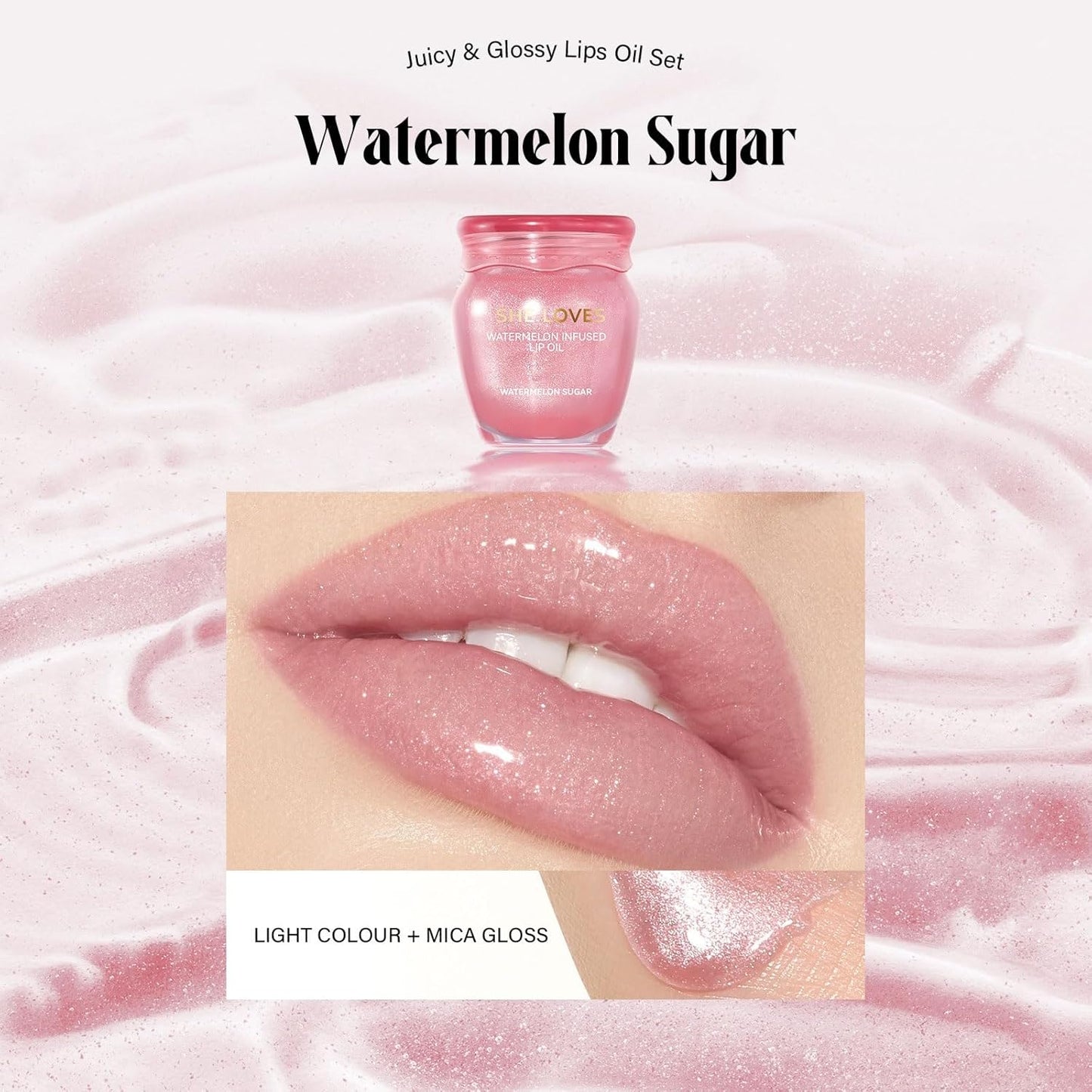 Lip Oil Set, Honey Watermelon Scent Hydrating Lip Gloss