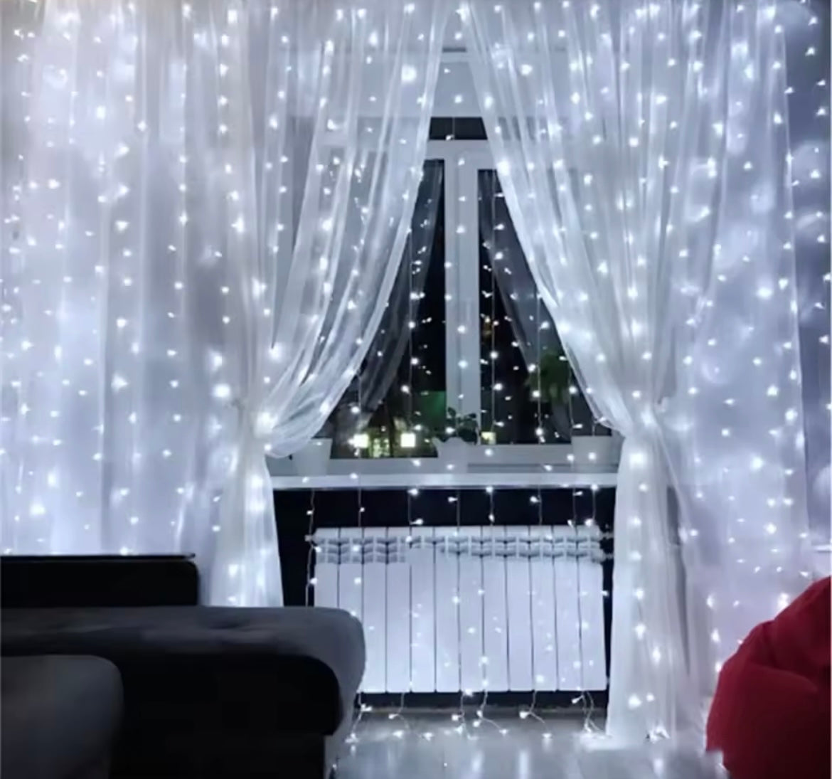 LED Curtain Lights USB Powered with Remote Control White Christmas Decorations for Home Festive Lighting