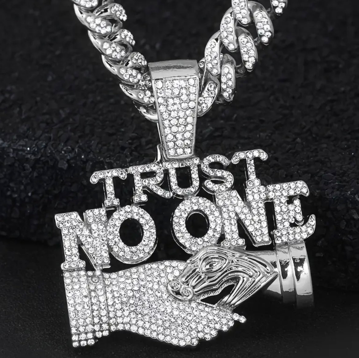 Shiny Character Pendant With Ice Cuban Chain Miami Necklace Men And Women Hip-hop Pendant Necklace Jewelry Gift
