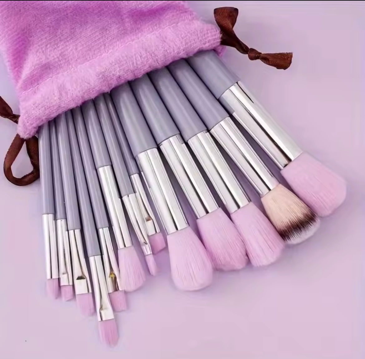 13 PCS Purple Makeup Brush Set with Blender Sponge & Powder Puff – Complete Cosmetic Brush