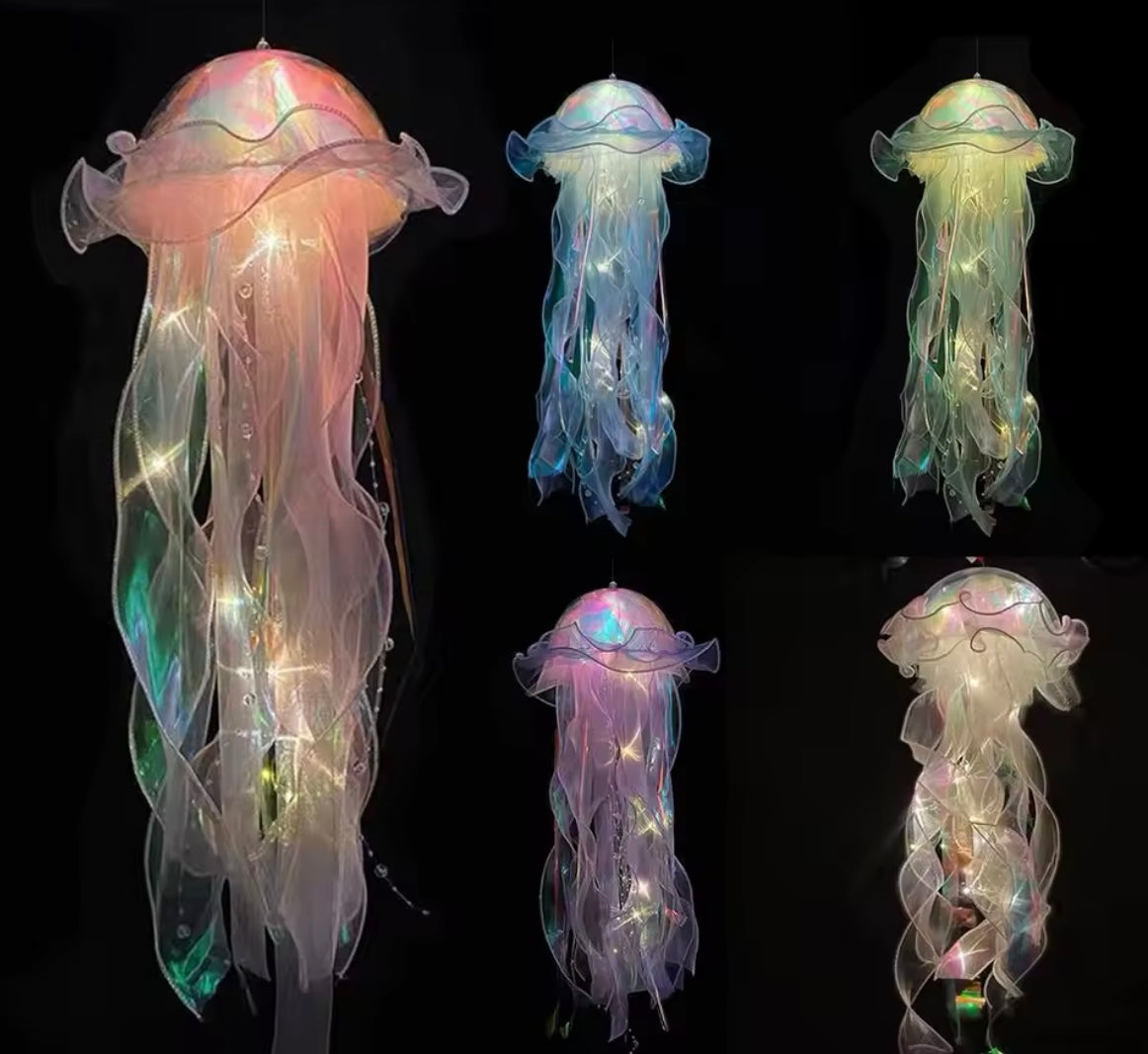 5PCS Jellyfish Bedroom Night Light Lamp Button Battery Hanging Atmosphere Decoration Lamp