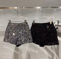 New Autumn Black Velvet Shorts Women Sequined Shiny Versatile Short Pants Clubwear Shorts