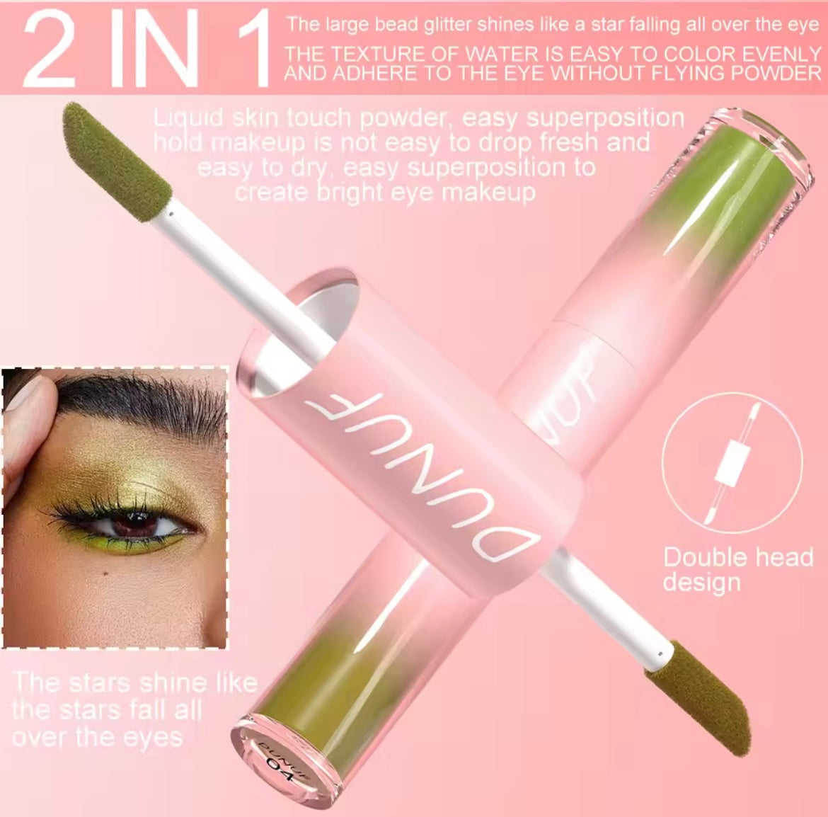 Dual-Ended Liquid Eyeshadow - Long-Lasting, Shimmer Finishes In Red, Blue, Purple, Bronze - Ideal