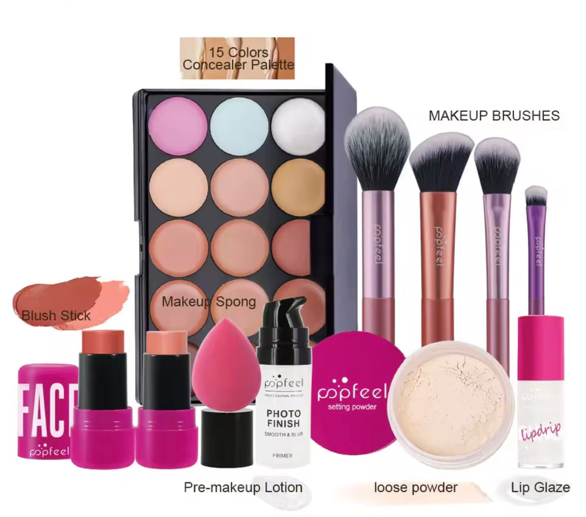 In One Makeup Kit Eyeshadow Powder Lipgloss Lipoil,Valentine's Day Gift for Girls Women