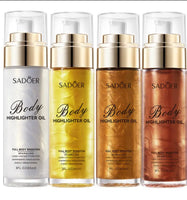 85ml Body Glitter Oil, Silvery, Golden, Two Colors Optional, Brightens Light Beige, Adds Radiance And Brightness, Suitable for People Of All Light Beige Tones, Suitable for Parties, Music Festivals, Masquerade Balls, Etc., Glittering