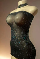 Shiny Rhinestone Bodycon Design Dress, Without Lingerie & Underpants, Women's Sexy Clothing