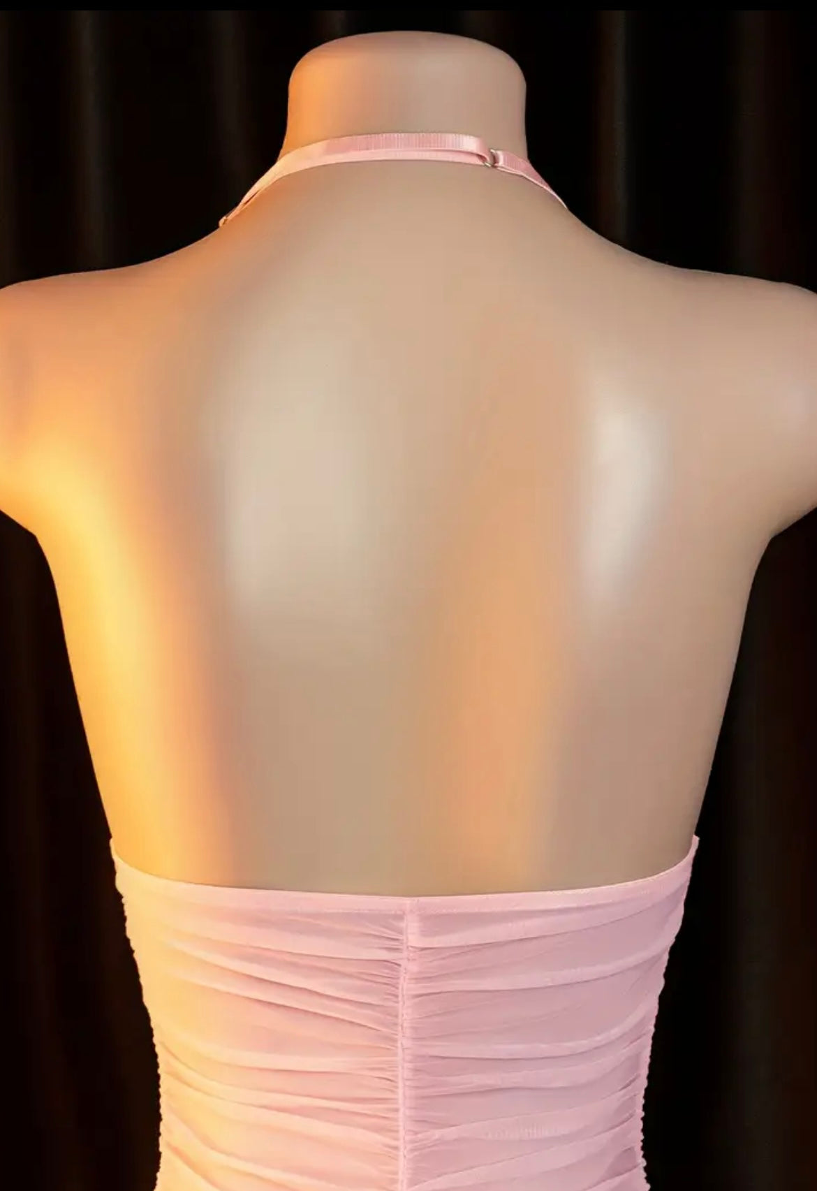 Sexy Lingerie, Pink Soft Ggauze Form-fitting Nightgown, Halter Neck Openwork See-through Sress with Thong Panties, Sexy Lingerie for Women Plus Size, Erotic Lingerie, Sassy Lingerie for Women Horny, Lingerie Dress, Womens Lingerie