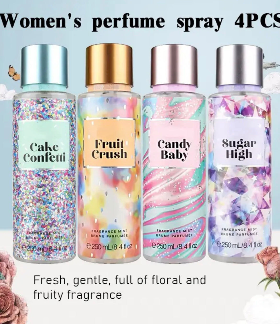 4PCS Women's Body and Hair Perfume Spray with Long - Lasting Scent, Accompanying You to Shine in Dates, Daily Life, and Parties