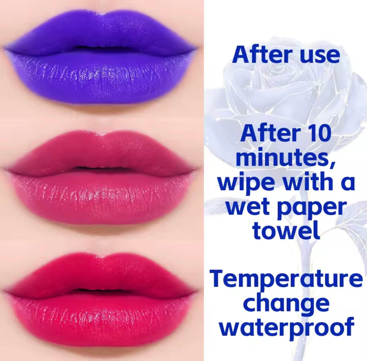Blue Rose Lipstick Temperature Color Changing lipstic Moisturizing Female Makeup products S