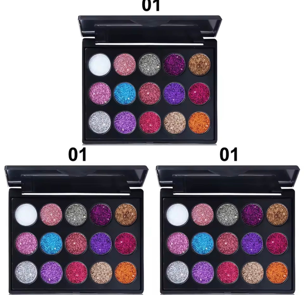 CmaaDu 15 Colors Gold Scallion Powder Diamond Glitter Eyeshadow Tray Shim
