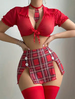 Two piece sexy halloween dress for women, sexy lingerie set, sexy strappy top and split skirt set., Festive Attire, Party Wear, Laceup Design, Stylish Detailing, Straps, Women’S Lingerie, Sexy Ensemble, Women’S Fashion