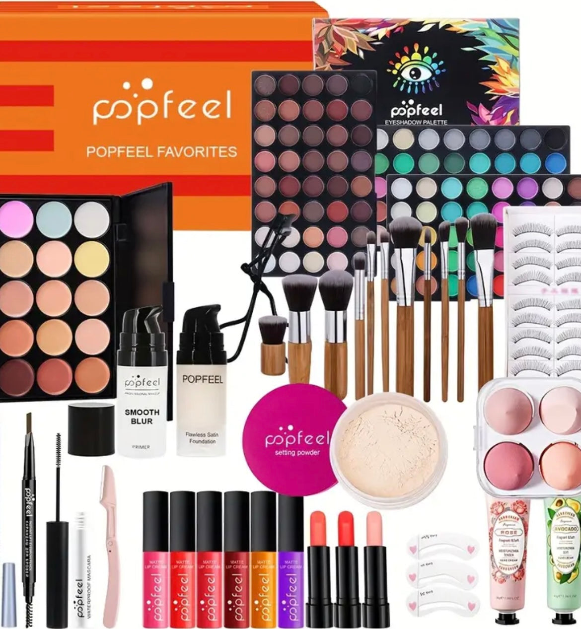 POPFEEL 120-Color All-in-One Complete Makeup Kit with Eyeshadow Palette, 15 Concealer Shades, Lip Gloss & Brushes/Sponges - Waterproof & Sweatproof Full Beauty Set for Beginners to Pros, Professional Gift-Ready Christmas/Wedding Makeup Collection for