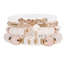 Bohemian Stackable Bead Bracelets for Women Multilayered Bracelet Pendant Charm Stretch Bangles