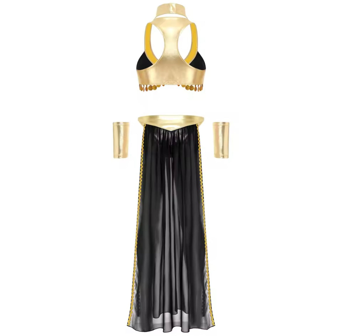 Women Halloween Cleopatra Ancient Egyptian Queen Sun Goddesses Cosplay Costume Crop Top