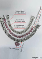 Rhinestones Decorated Heart Charm Design Layered Anklet with Pink and Clear Rhinestones