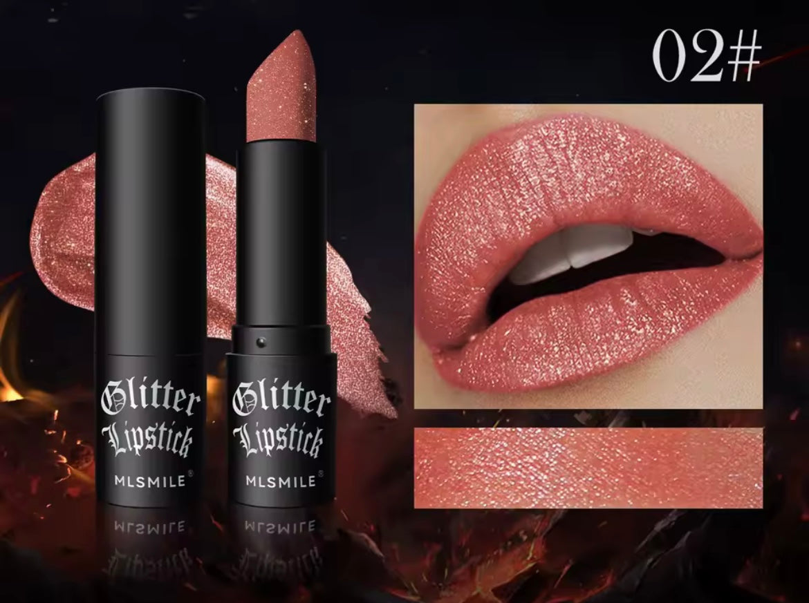 7Colors Glitter Lipstick Waterproof Long Lasting Diamond Pearlescent Metallic Lipstic