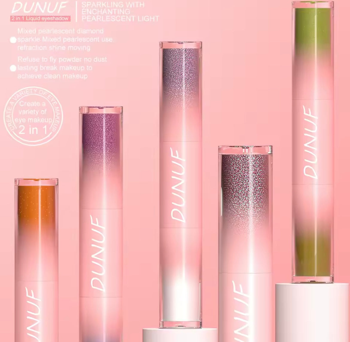Dual-Ended Liquid Eyeshadow - Long-Lasting, Shimmer Finishes In Red, Blue, Purple, Bronze - Ideal