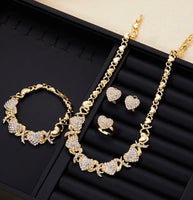 4pcs/set, Classic and Popular Heart-shaped Pendant Necklace, Ring, Earring, Bracelet Set, Engagement Gift, Bridal Wedding Accessory