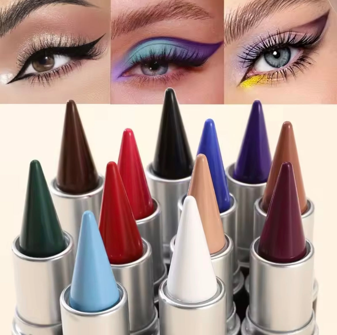 12 Colors Waterproof Eyeliner Cream Lasting Easy To Wear Eye Liner Gel Black Blue