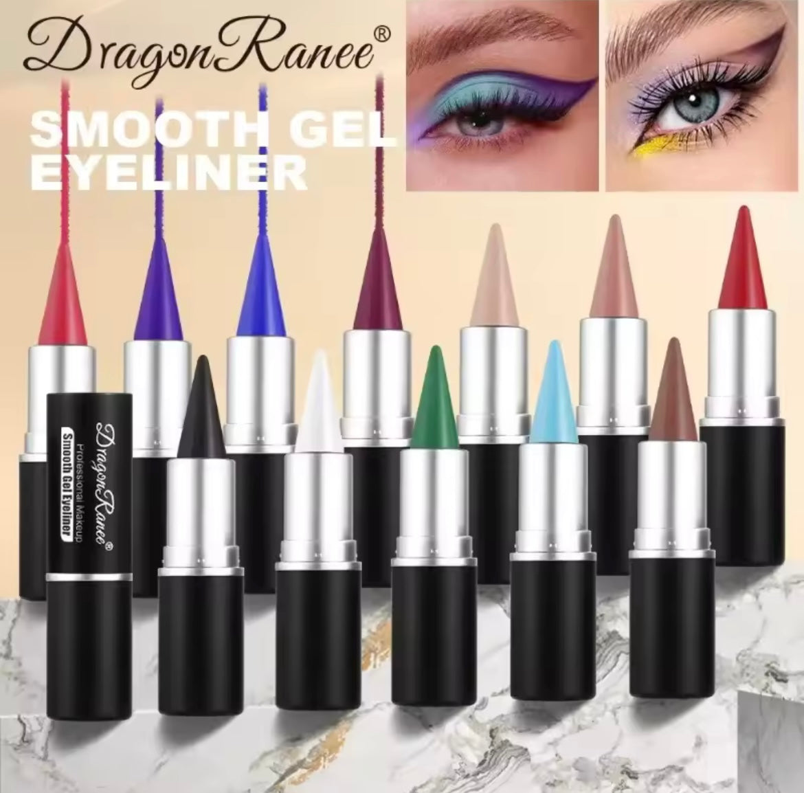 12 Colors Waterproof Eyeliner Cream Lasting Easy To Wear Eye Liner Gel Black Blue