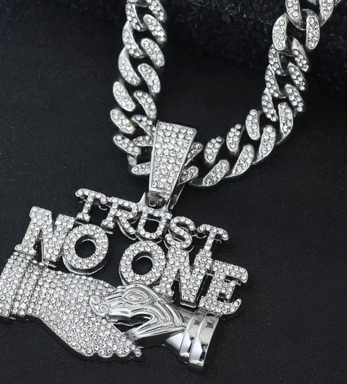 Shiny Character Pendant With Ice Cuban Chain Miami Necklace Men And Women Hip-hop Pendant Necklace Jewelry Gift