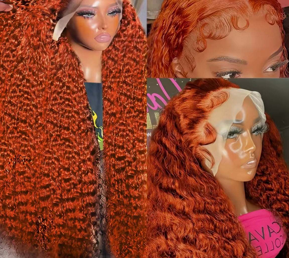 Orange Ginger Lace Front Wig Curly Human Hair Wigs For Women Deep Wave Frontal Wig 13x4 13x6 HD Lace