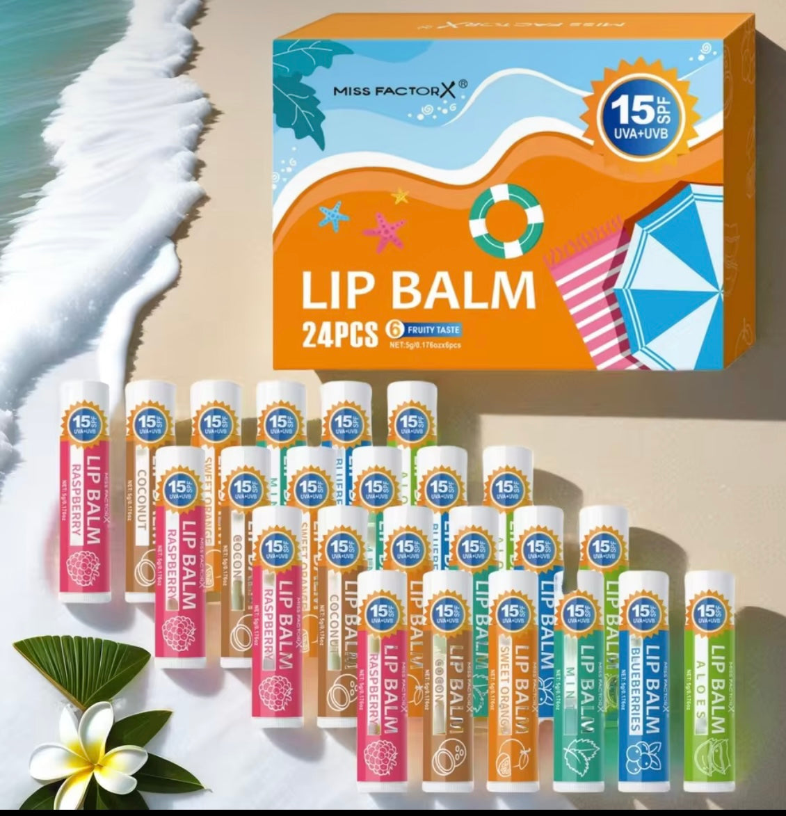 24PCS SPF 15 Lip Balm Gift Box - Blocks UV rays, moisturizes and adds shine, suitable for all skin types