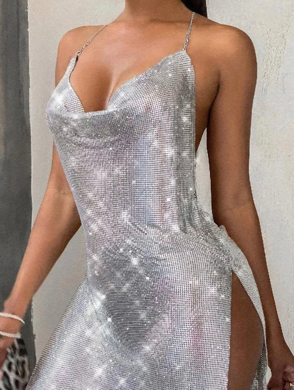 Women's Clothing Nightclub Gold Sequined Dress Sparkling Evening Wear