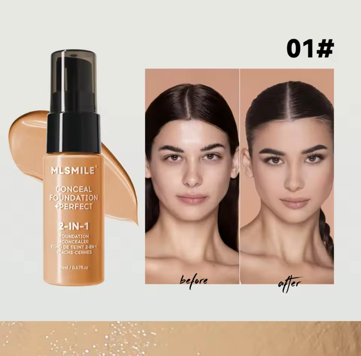 MLSMILE 6 color Powder Foundation long-Lasting Waterproof, Moisturing Sweat resistant