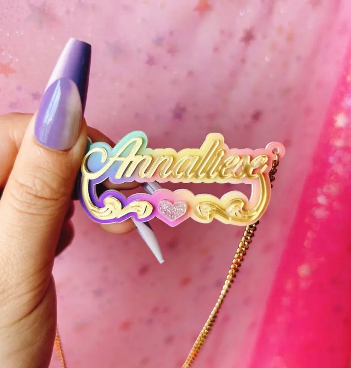 Personalized Double-Layer Acrylic Name Necklace - Cute & Sexy Heart Design, Perfect Birthday Gift for Her