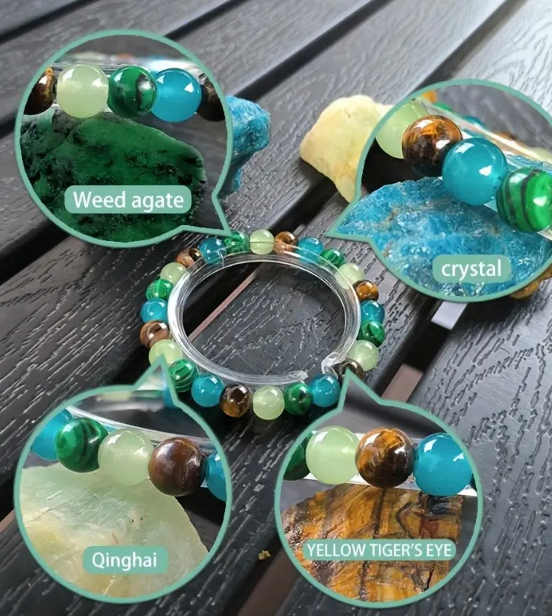 Vintage Boho Style Natural Stone Bracelet - Wealth Attraction, Good Luck Charm, Real Stone Beads, Daily Wear Accessory, Valentine'S Day Gift, All-Season Jewelry, Bracelet