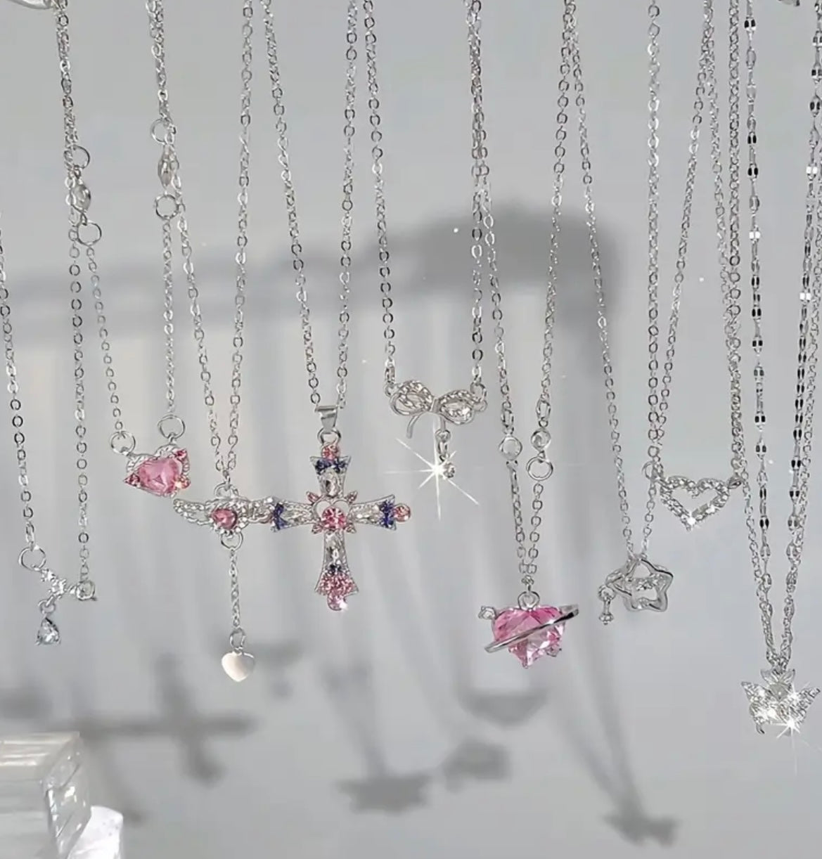 9 Stylish And Light Luxury Y2K Style Necklace Set with Geometric Pendant, Alloy Material, Suitable for Everyday Party Wear Or As a Gift to Friends
