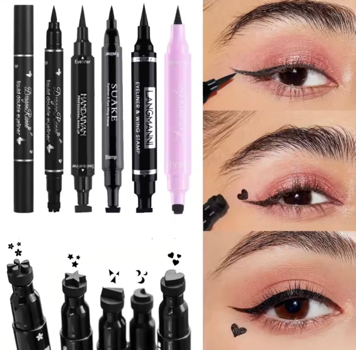 Black Eyeliner Stamp Triangle Dual-ended Liquid Eyeliner Waterproof Sweat-proof