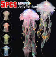 5PCS Jellyfish Bedroom Night Light Lamp Button Battery Hanging Atmosphere Decoration Lamp