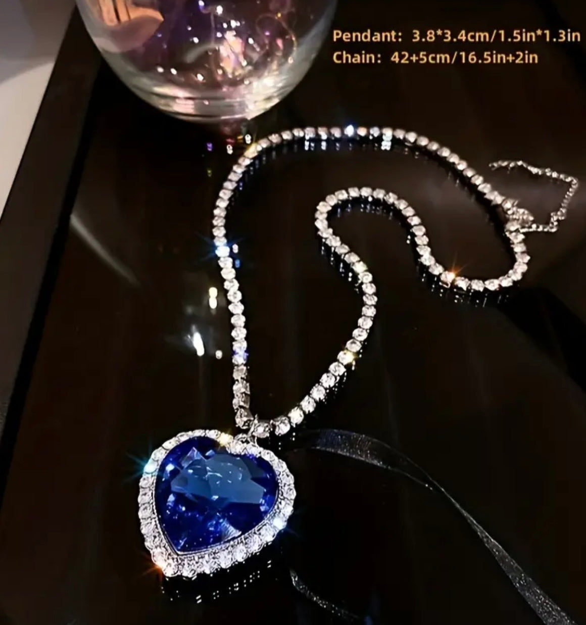 Heart Of The Ocean Jewelry Set Velvet Bag Necklace Bracelet Earrings)