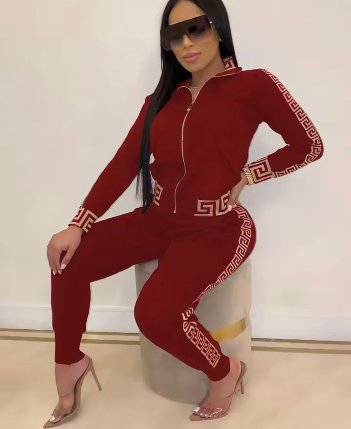 Europe And The United States New Style Leisure Printing Stitching Two-piece Suit
