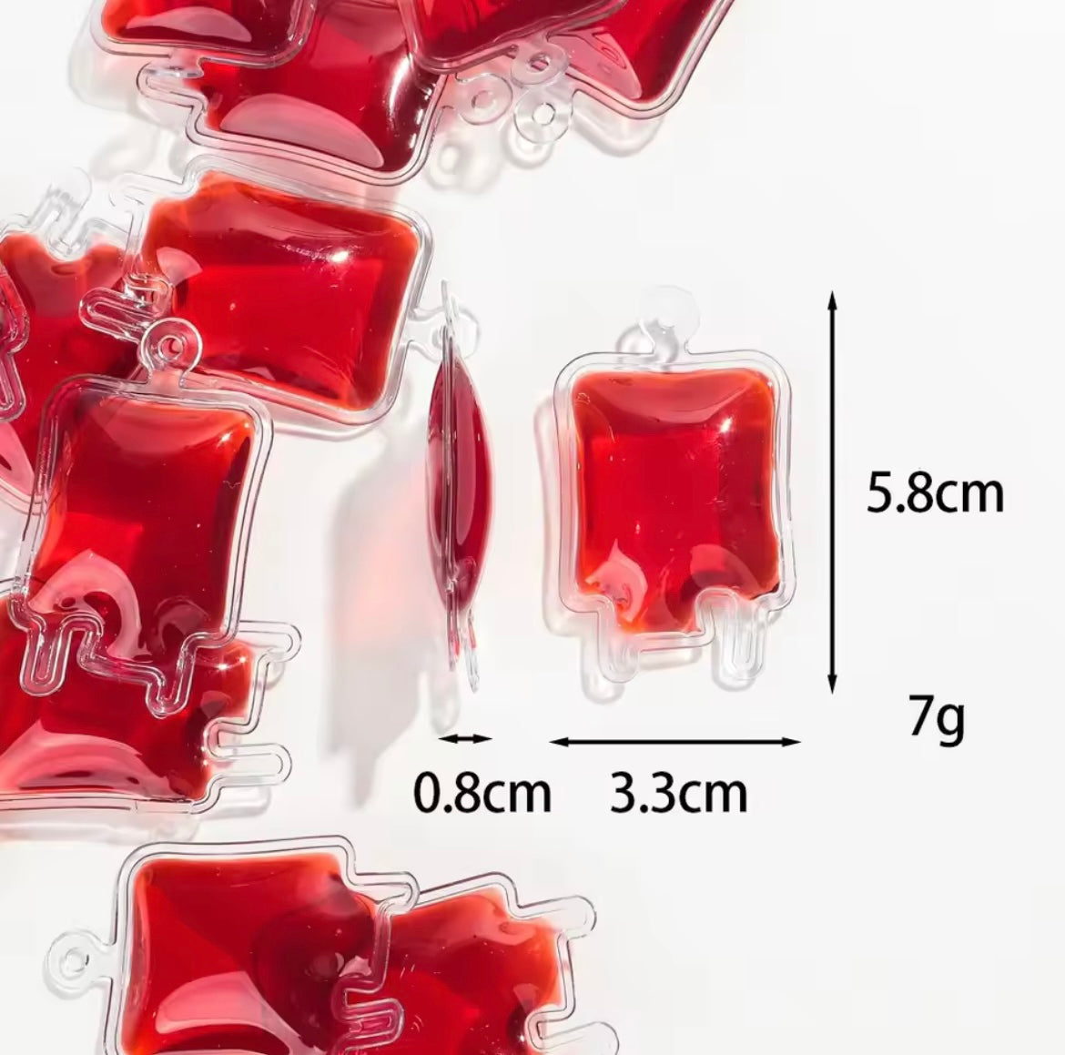 Halloween Gothic 3D Blood Bag Acrylic Charms Pendant for DIY Jewelry Keychain E