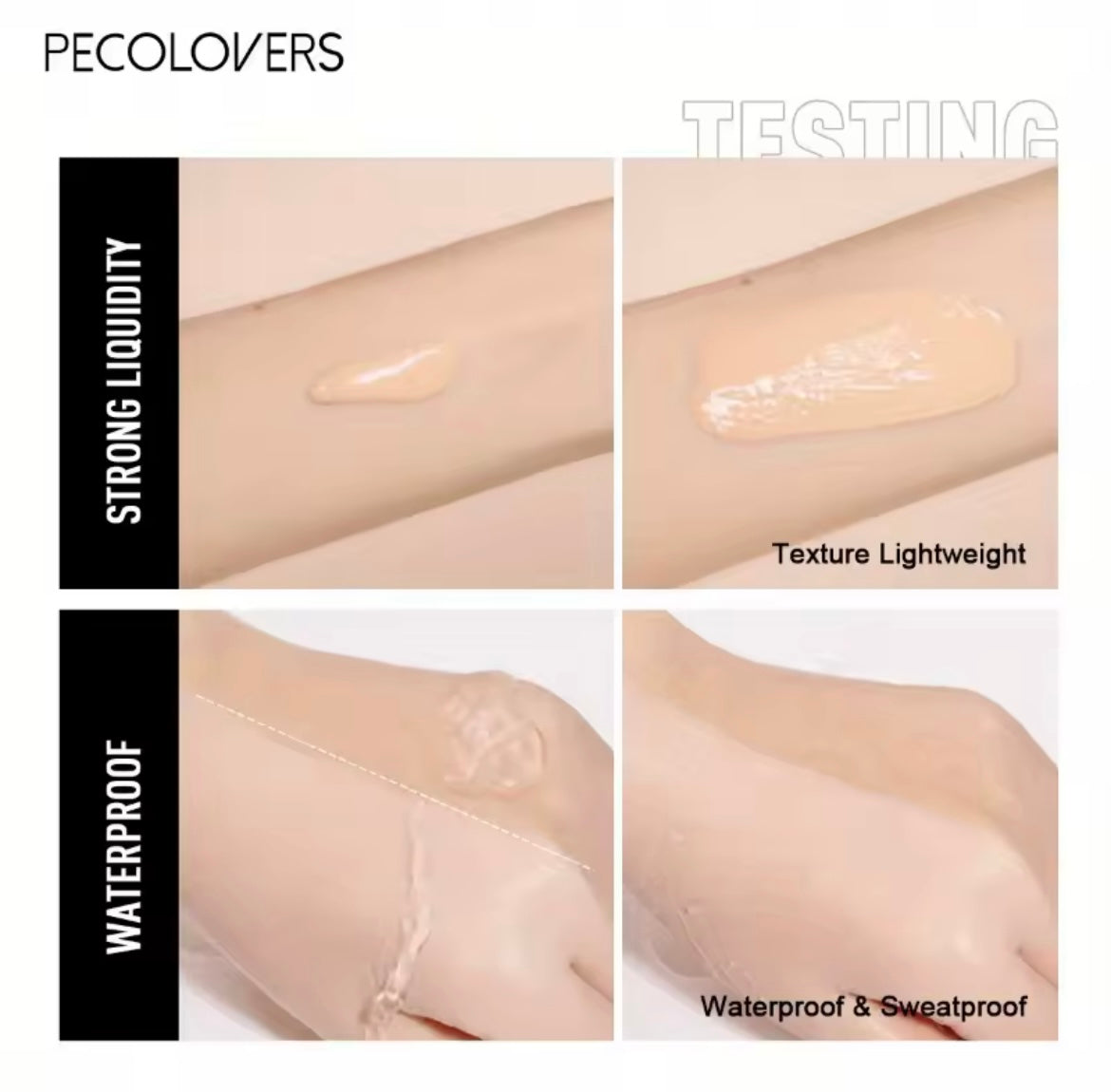 PECOLOVERS Matte Finish Liquid Foundation - Oil-Control, Waterproof, Full Coverage Concealer