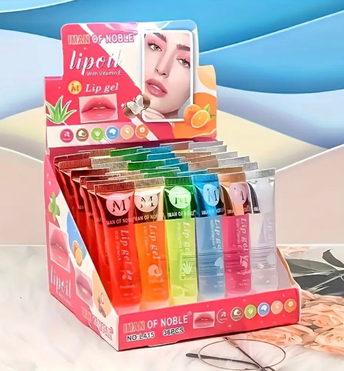 Set Of 12, Moisturizing Transparent Lip Gloss, VE, Rosehip, Argan, Mint, Aloe, Coconut Flavors, Transparent Lip Plumping Oil Gift Set, Containing Plant Squalene The Perfect Halloween Gift