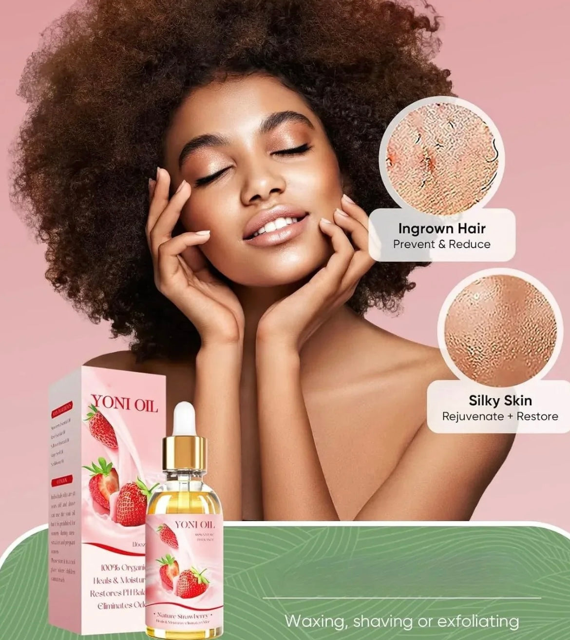2 piece Yoni Oil feminine moisturizer ph balance order eliminater strawberry essential oil