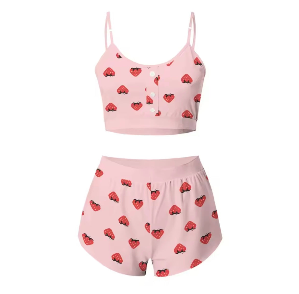 Women Sleepwear Lips Butterfly Print Home Suspended Pajamas Set Vest Bra Top Short Nightwear Ling