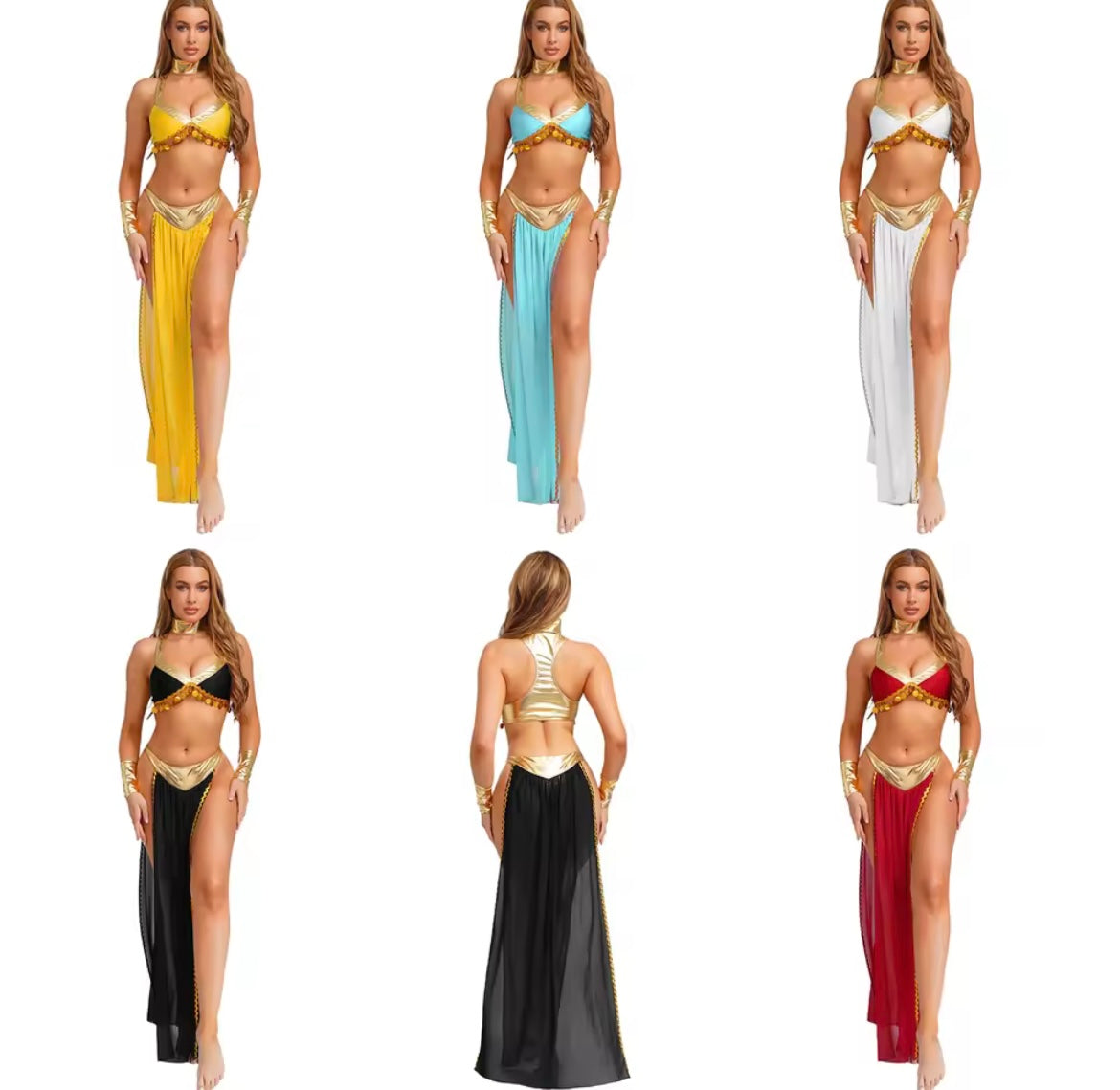 Women Halloween Cleopatra Ancient Egyptian Queen Sun Goddesses Cosplay Costume Crop Top