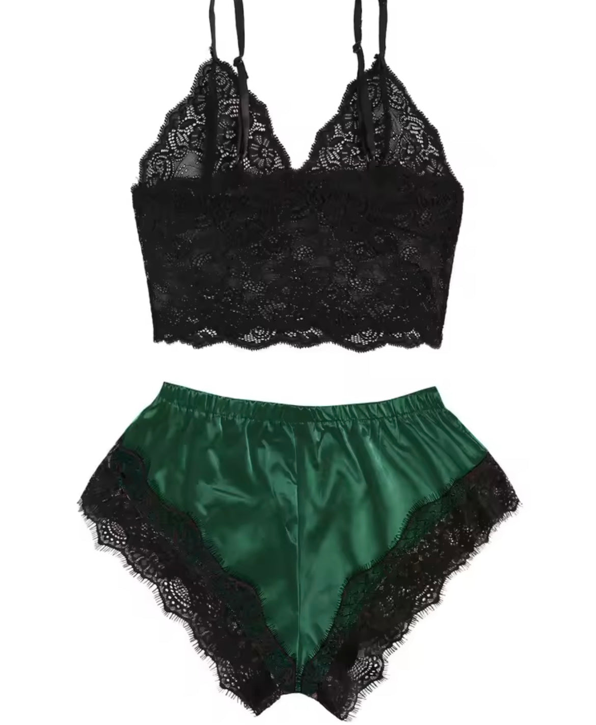 Women's 2 Piece Sexy Lace Pajama Set See-Through Bralette Cami Top and Shorts Breathable Sleepwear