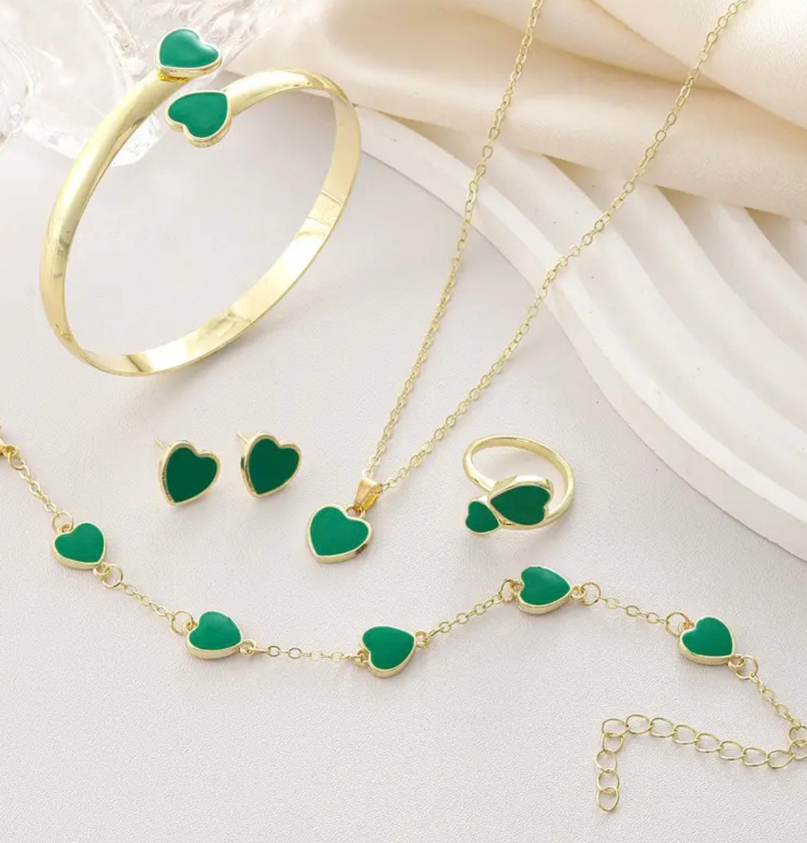 6pcs Love Simple Jewelry Set Peach Heart Bracelet Bracelet Earnail Necklace Ring Combination, Classic Fashion Women's Jewelry Jewelry Set, Valentine's Day Mother's Day Gift