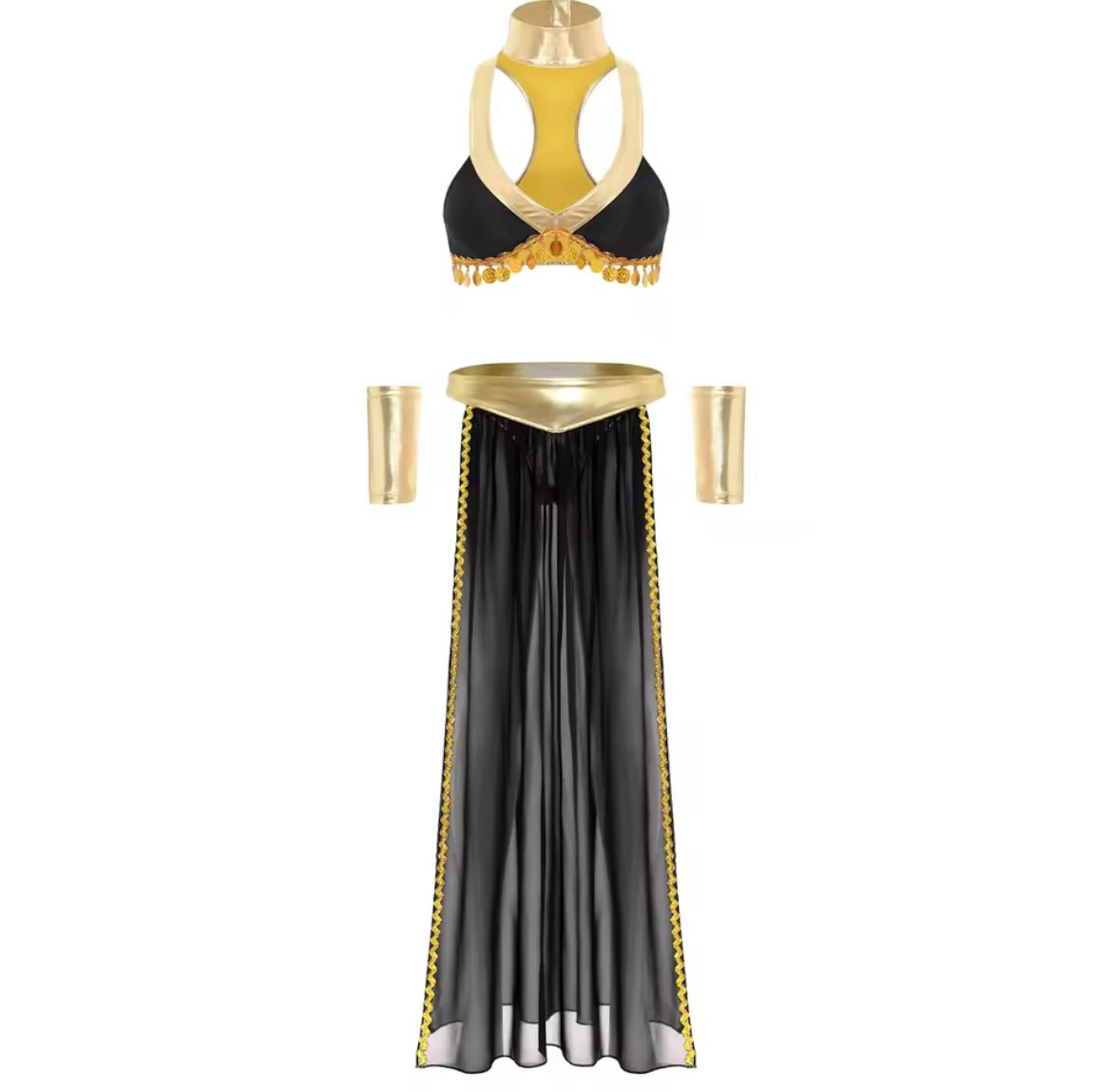 Women Halloween Cleopatra Ancient Egyptian Queen Sun Goddesses Cosplay Costume Crop Top