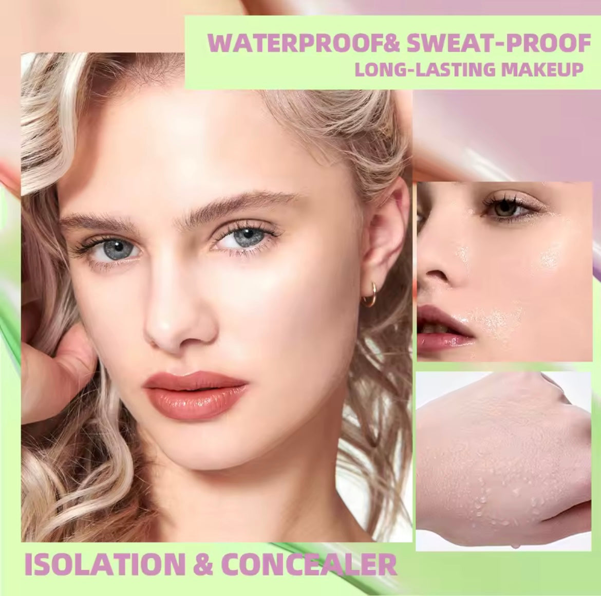 Qibest Three Color Press Release Cream Concealer Isolate Makeup Facial Base Brightening Cream Liquid