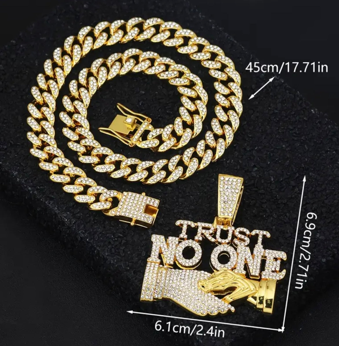 Shiny Character Pendant With Ice Cuban Chain Miami Necklace Men And Women Hip-hop Pendant Necklace Jewelry Gift