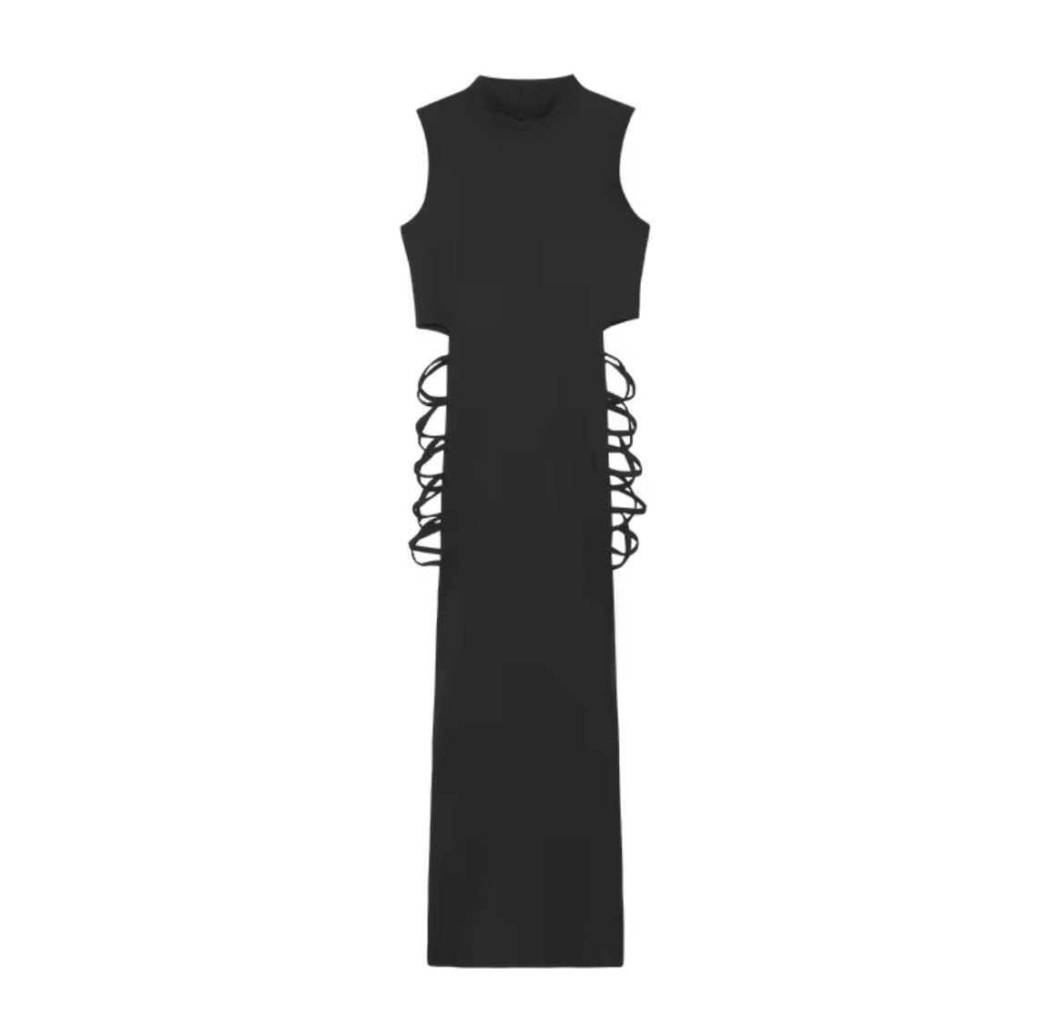 Criss Cross Cut Out Dress, Sexy Bodycon Mock Neck Sleeveless Dress, Women's Clothing