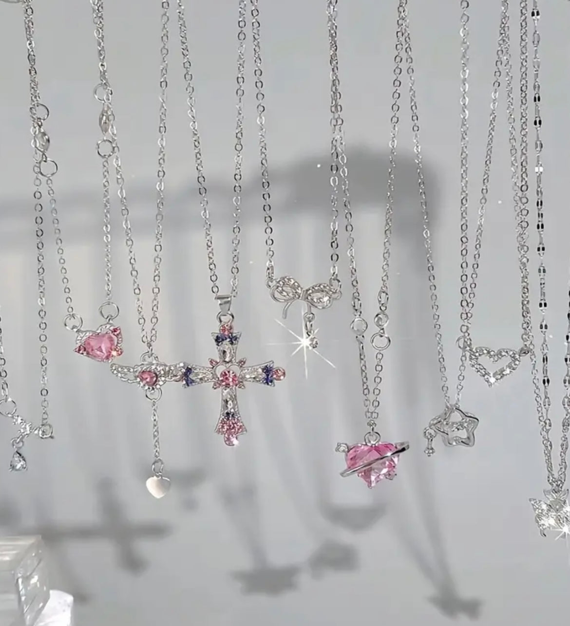 9 Stylish And Light Luxury Y2K Style Necklace Set with Geometric Pendant, Alloy Material, Suitable for Everyday Party Wear Or As a Gift to Friends