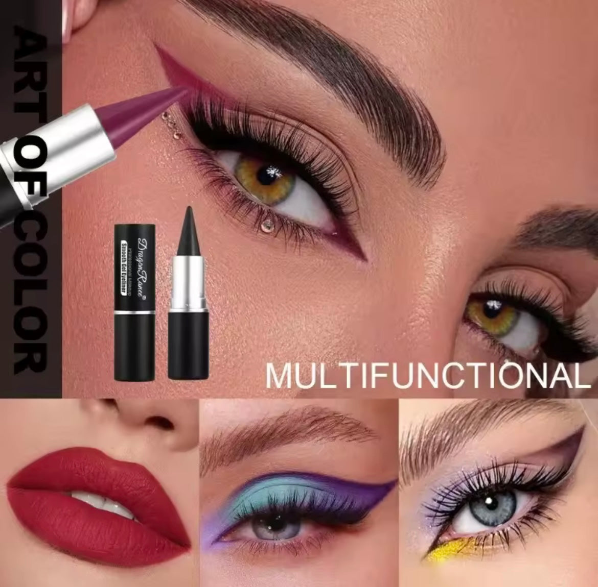 12 Colors Waterproof Eyeliner Cream Lasting Easy To Wear Eye Liner Gel Black Blue
